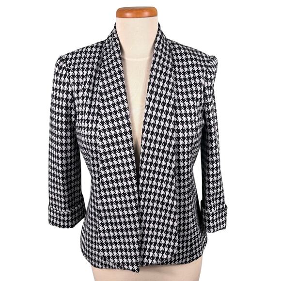 Kasper Women's Size 4 Open Front Houndstooth Lined Office Career Blazer Jacket - Picture 1 of 11